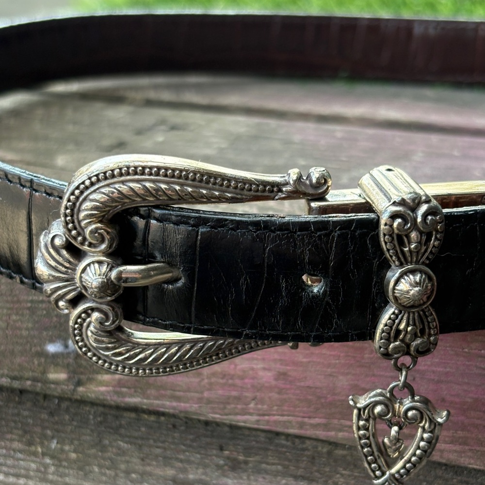 Vintage Brighton Leather Black/ Brown reversible Belt with Silver Buckle